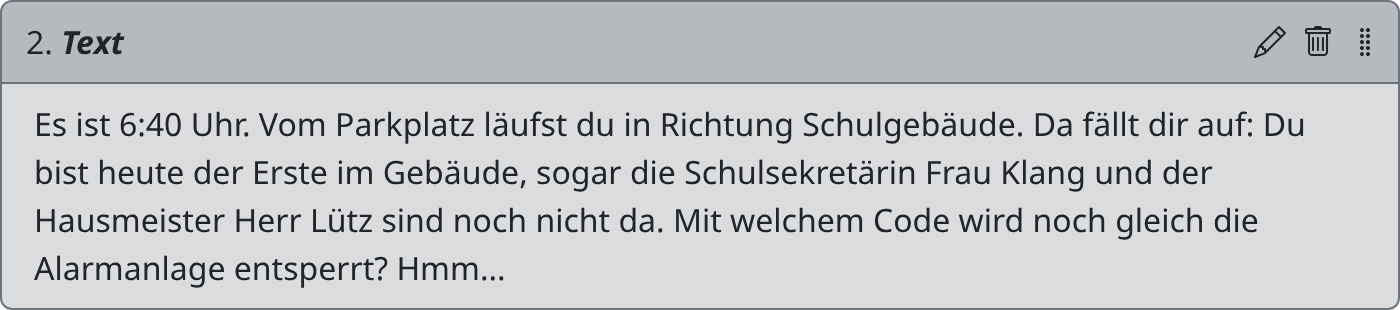 Textszene im SQL-Spieleeditor